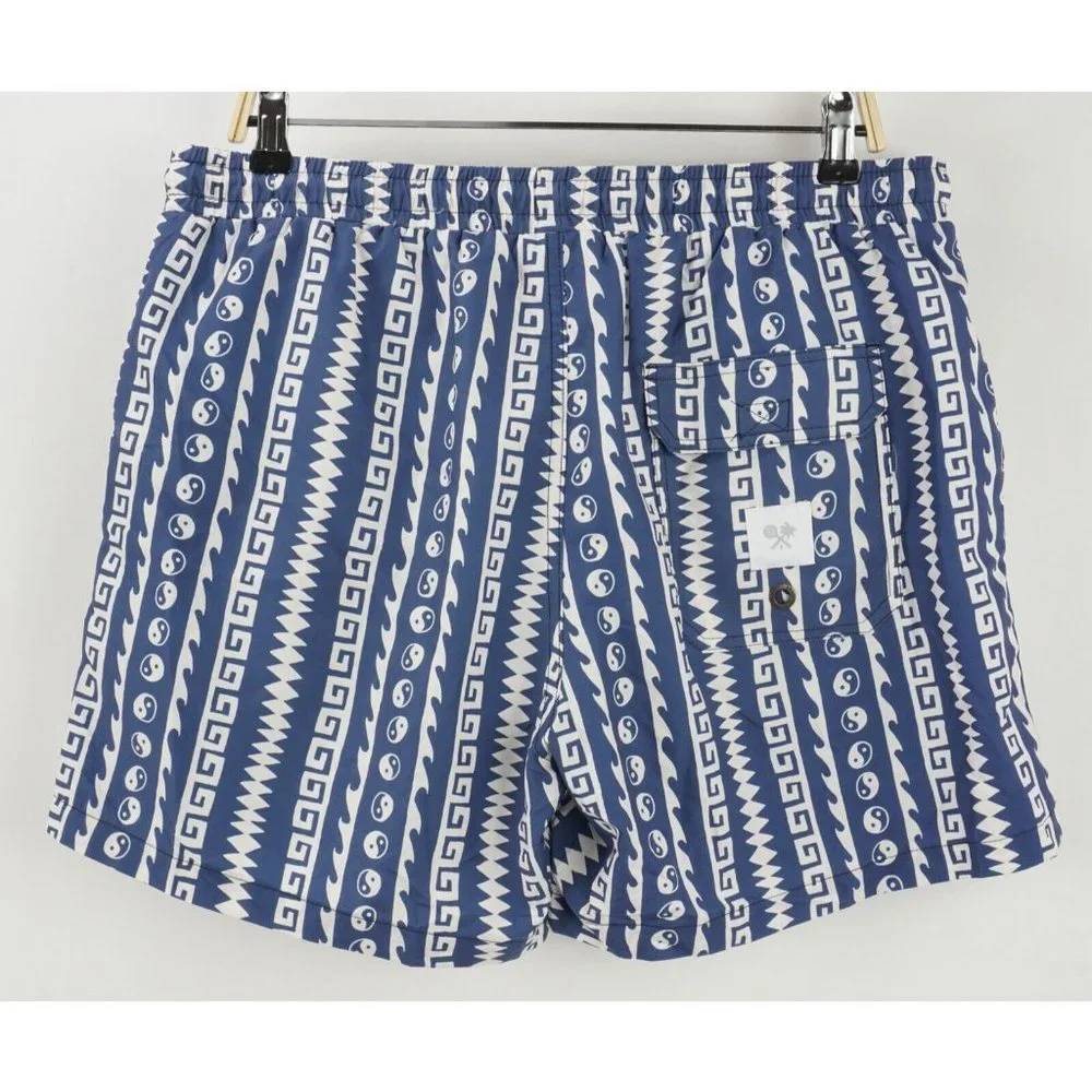 New Skwosh Pablo Pinstripe‎ Men's XL Blue White Mesh Lined Swim Trunks Shorts